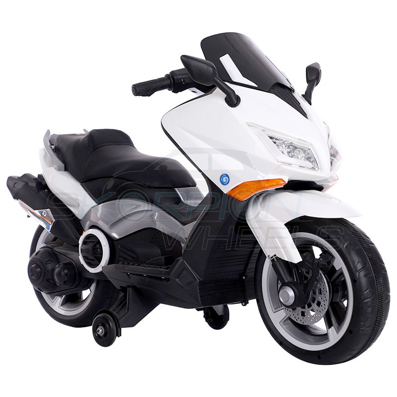 SkorpionWheels Ηλεκτροκίνητη παιδικη μοτοσυκλέτα / μηχανή τύπου Yamaha T max 12v Λευκή 5245091